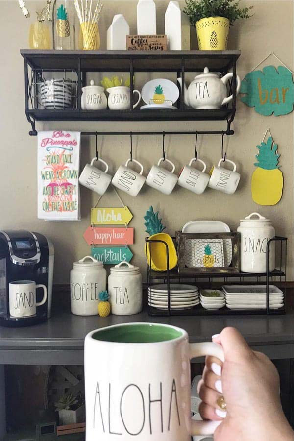 Coffee Bar With Pineapple Decor #decorhomeideas