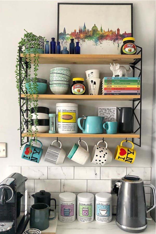 Colorful Kitchen Coffee Station #decorhomeideas