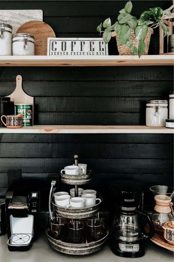 Dark Wood Coffee Station #decorhomeideas