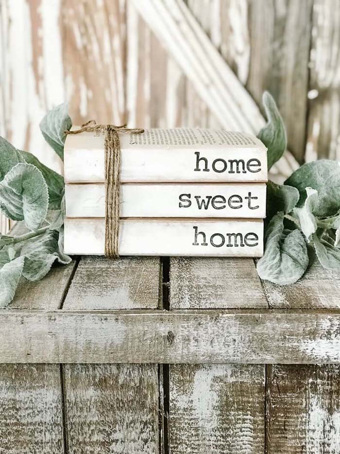 Decorative Home Sweet Home Vintage Book Trio #decorhomeideas