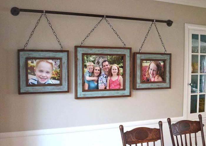 Distressed Milk Paint Picture-Hanging Rod #decorhomeideas