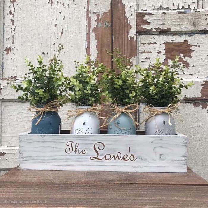 Distressed White Personalized Wooden Flower Box #decorhomeideas