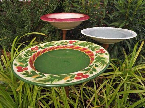 DIY Colorful Birdbath #decorhomeideas