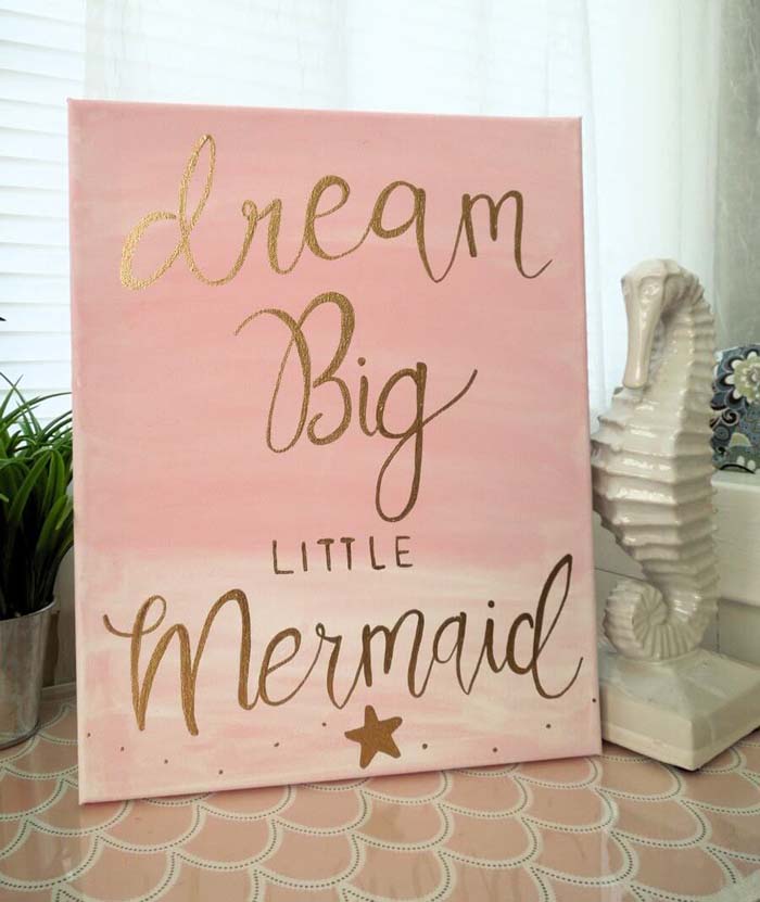Dream Big Little Mermaid Canvas Art #decorhomeideas