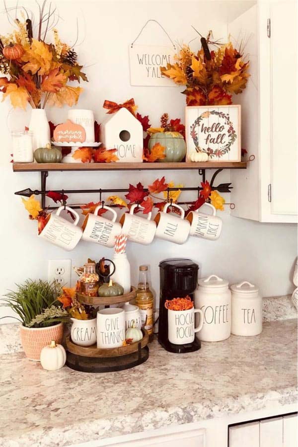 Fall Rae Dunn Coffee Station #decorhomeideas