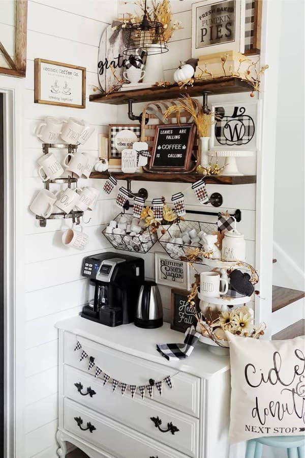 Farmhouse Corner Coffee Stand #decorhomeideas