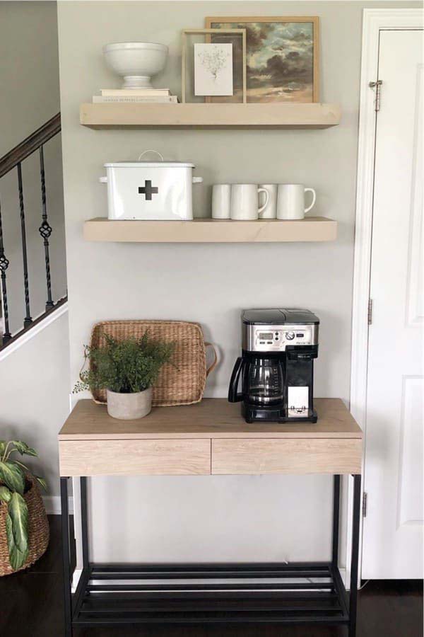 Floating Shelf DIY Coffee Station #decorhomeideas