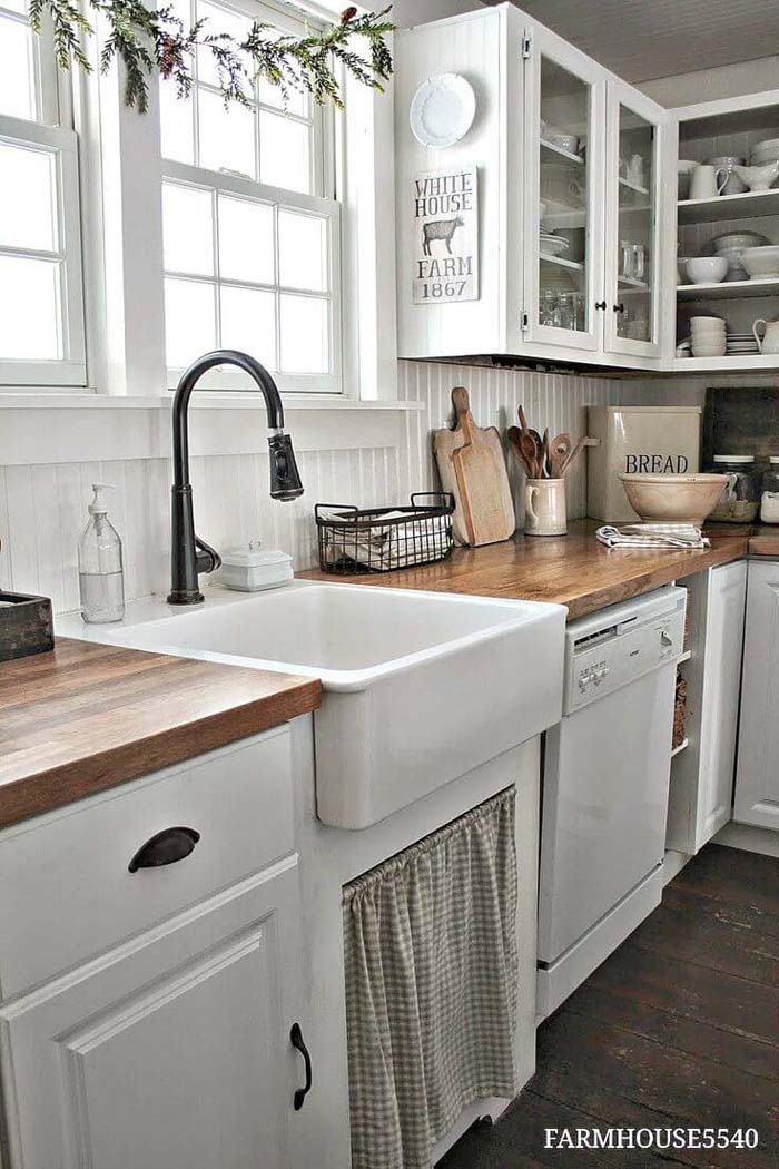 Floor to Ceiling Whitewashed Country Kitchen #decorhomeideas