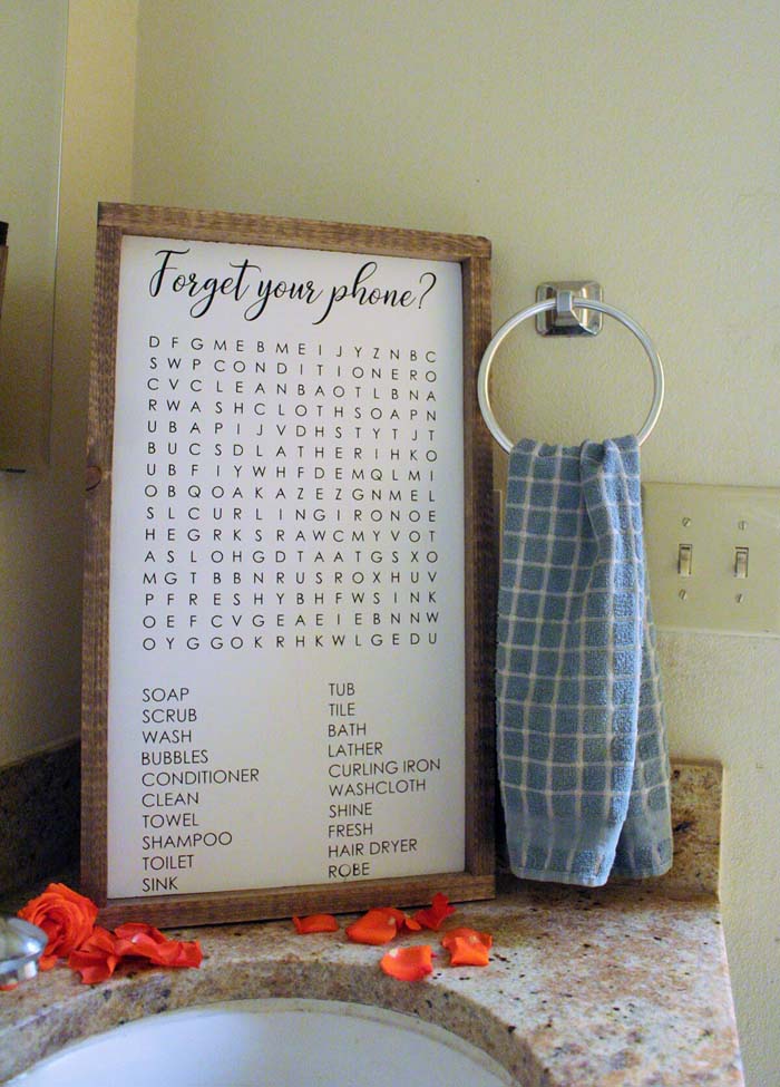 Funny Bathroom Word Search Sign #decorhomeideas