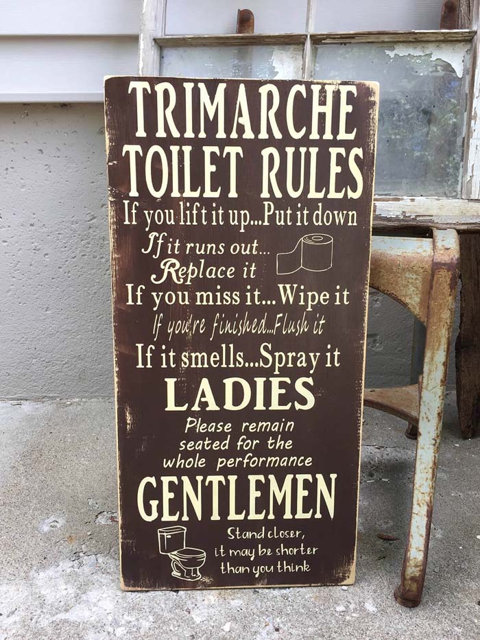 Funny Personalized Toilet Rules Sign #decorhomeideas
