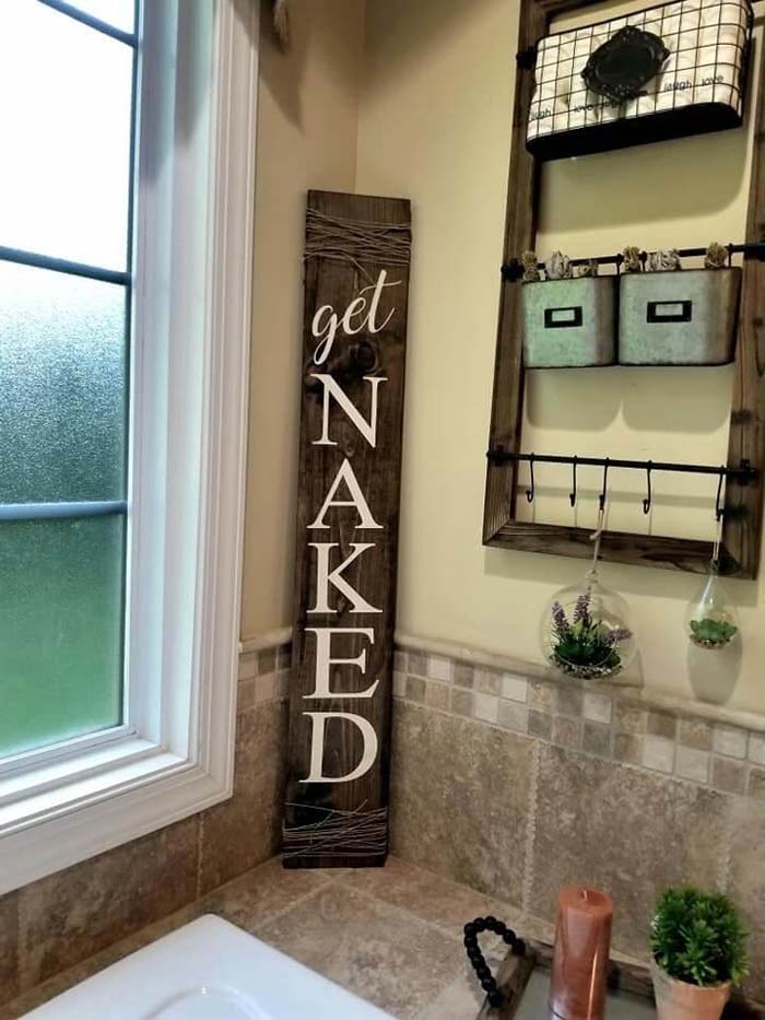 Get Naked Vertical Wood Sign #decorhomeideas