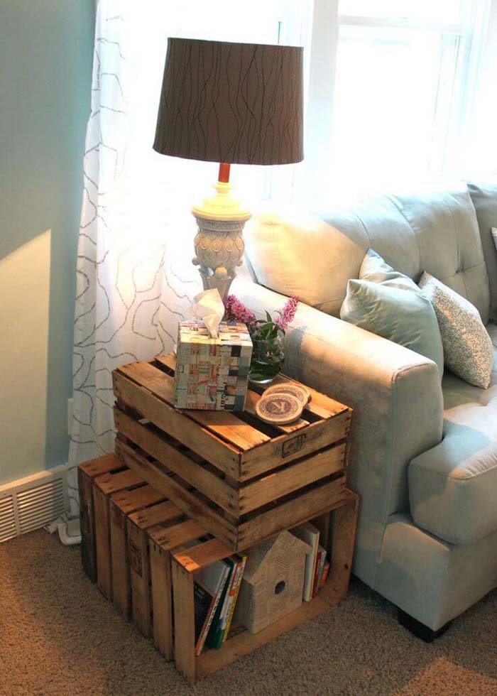 Industrial Stacking Crates Side Table Concept #decorhomeideas