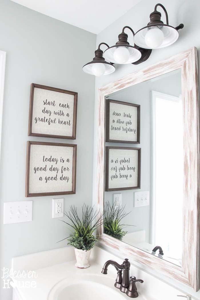 Inspirational Morning Mantra Bathroom Wall Art #decorhomeideas