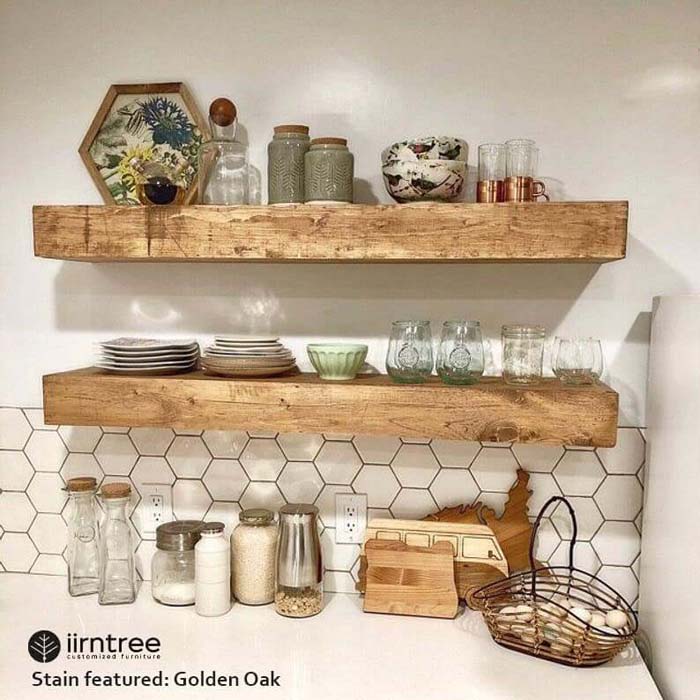 Large and Chunky Live Edge Wood Shelf #decorhomeideas