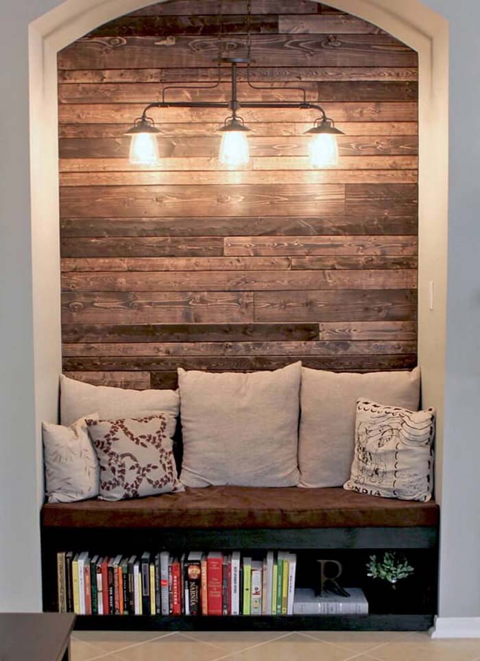 Romantically Illuminated Recessed Wood Wall #decorhomeideas