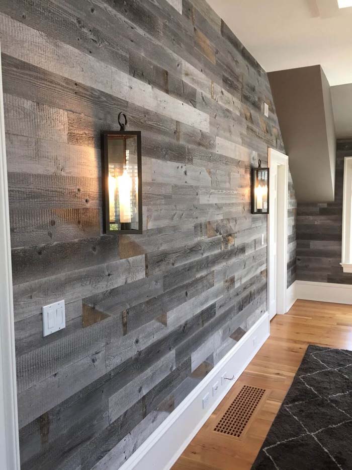 Rough and Romantic Gray Stained Wood Wall #decorhomeideas