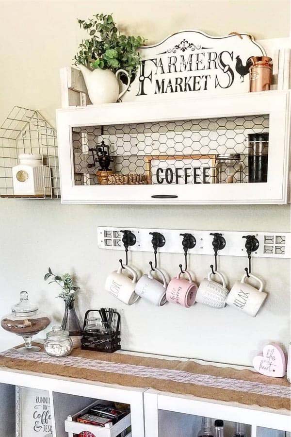 Rustic Farmhouse Coffee Bar #decorhomeideas