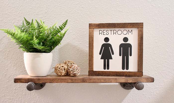 Rustic Wood Farmhouse Restroom Sign #decorhomeideas