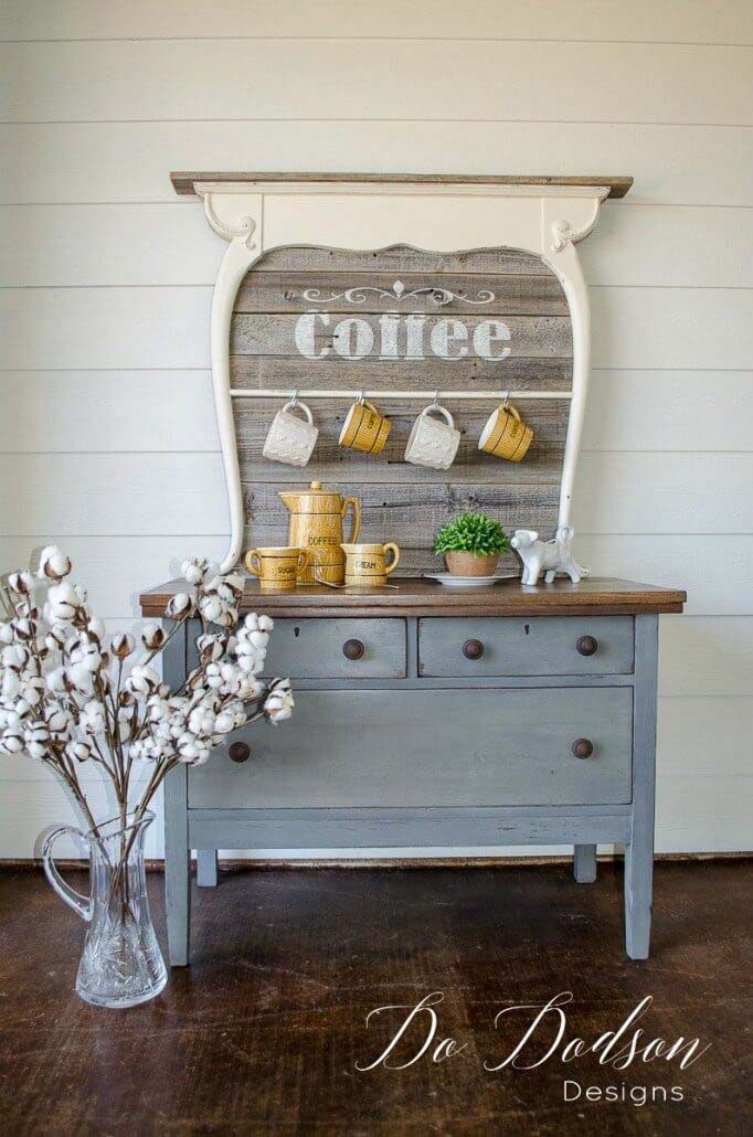 Shabby Chic Kitchen Coffee Bar #decorhomeideas