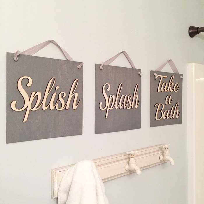 Splish Splash Take a Bath Sign Set #decorhomeideas