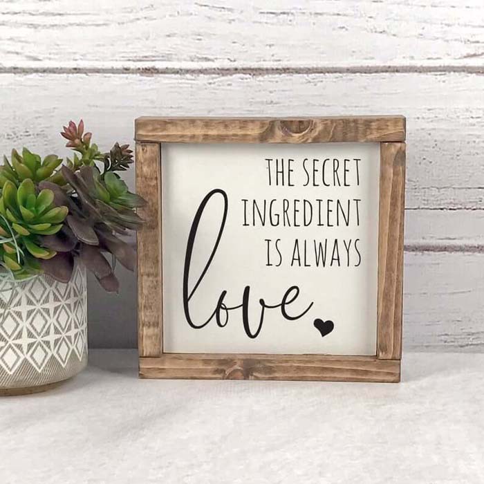 Square Kitchen Secret Ingredient Sign #decorhomeideas