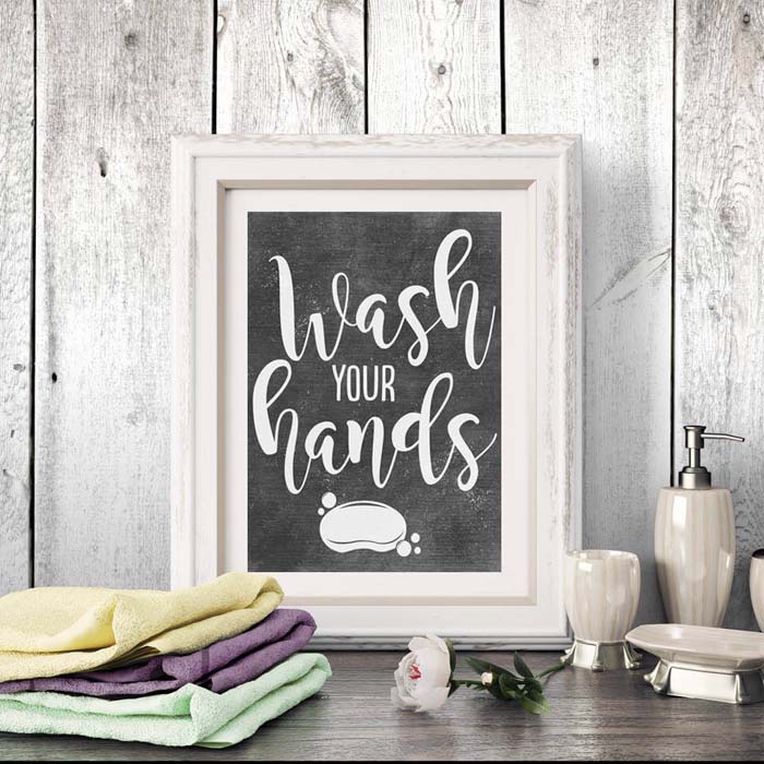 Wash Your Hands Chalkboard Sign #decorhomeideas