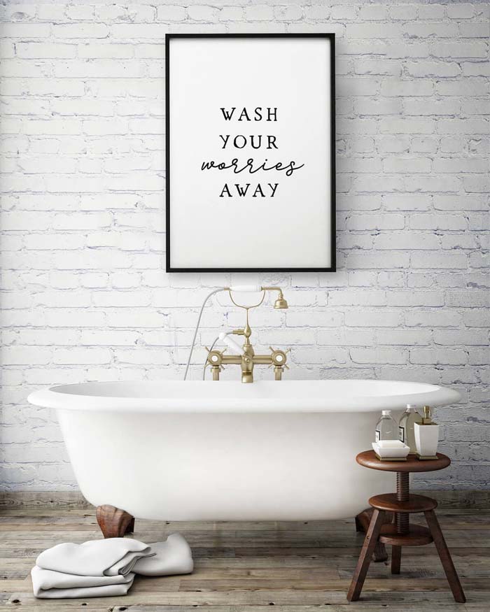 Wash Your Worries Away Wall Sign #decorhomeideas