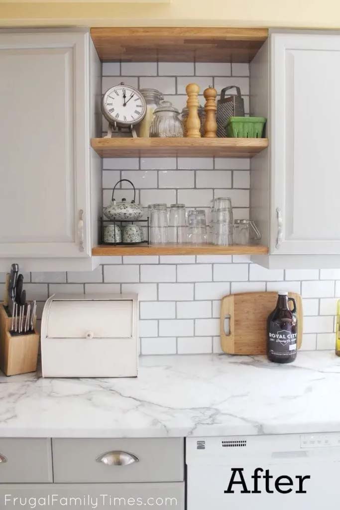 Add Modern Open Shelves to an Old Kitchen #decorhomeideas