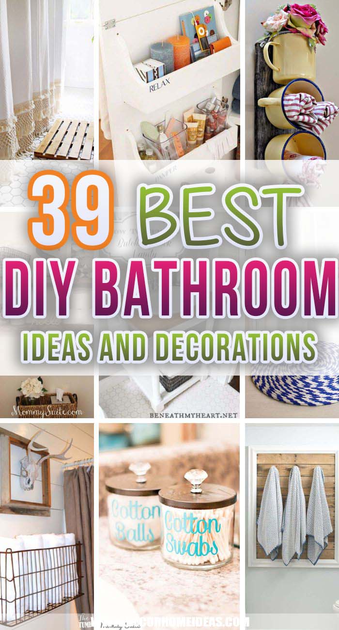 Best DIY Bathroom Ideas. Need some ideas to update your bathroom decor without spending a fortune? These cheap and easy DIY bathroom ideas will help you remodel and renovate. #decorhomeideas