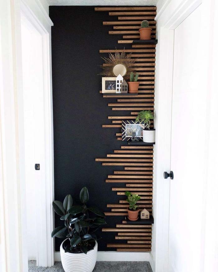 Black and Wood Slats Elegant Wall #decorhomeideas