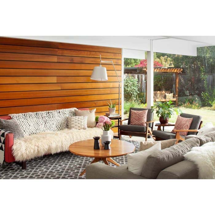 Bright Brown Shiplap Wood Accent Wall #decorhomeideas