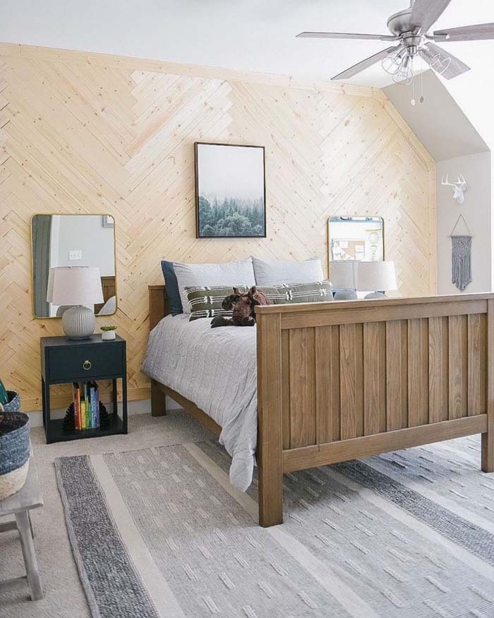 Brightness Behind the Bed Wood Wall #decorhomeideas