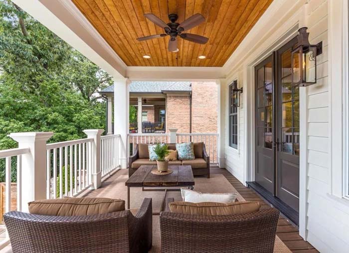 Stained Wood Porch Ceiling