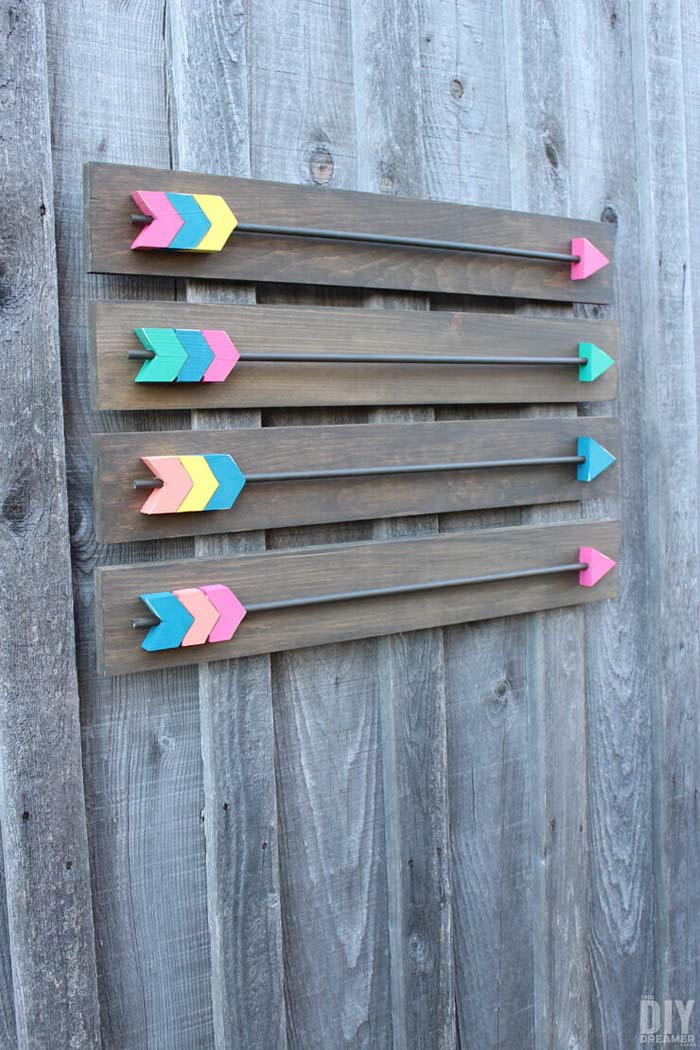 Colorful Wood Arrows DIY Wall Art Decor #decorhomeideas