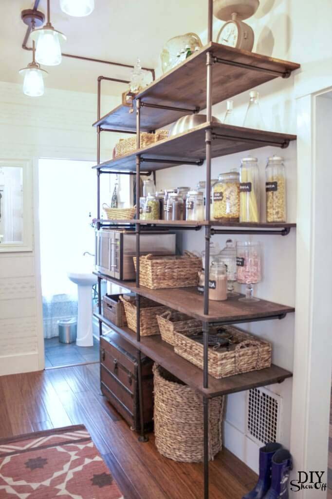 Cool Copper Piping Built-in Shelving Unit #decorhomeideas