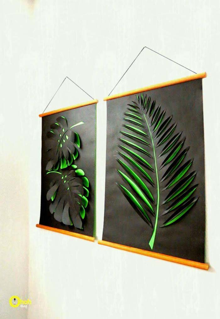 Cut Out Paper Leaf Art #decorhomeideas