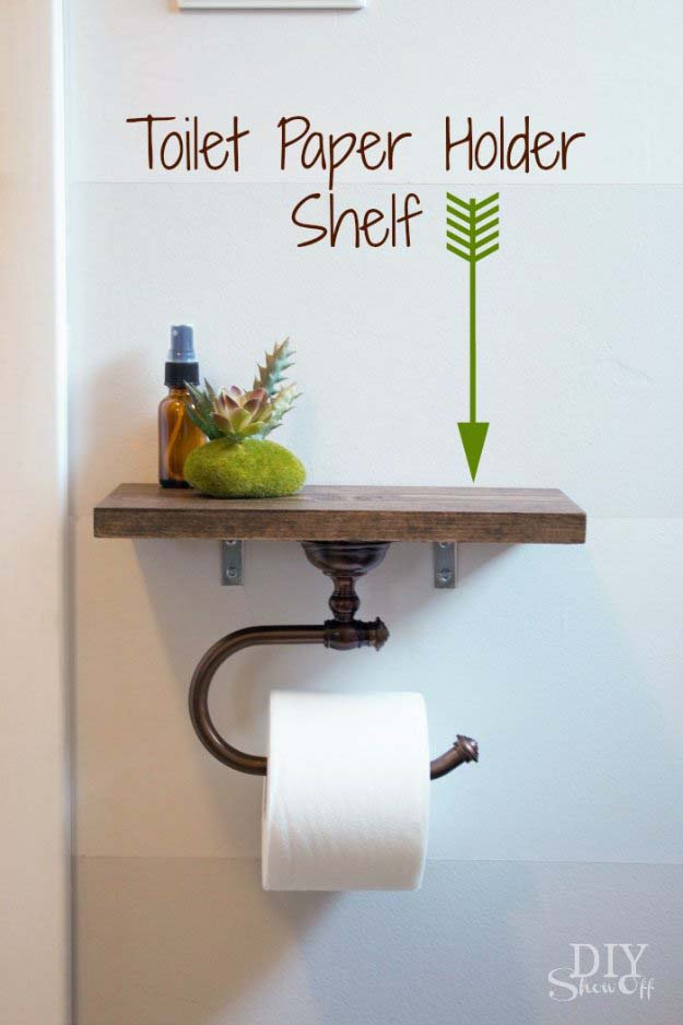 Shelf And Toilet Paper Holder In One
