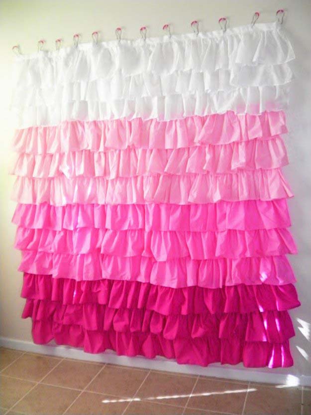 Ombre Ruffled Shower Curtain From Fabric