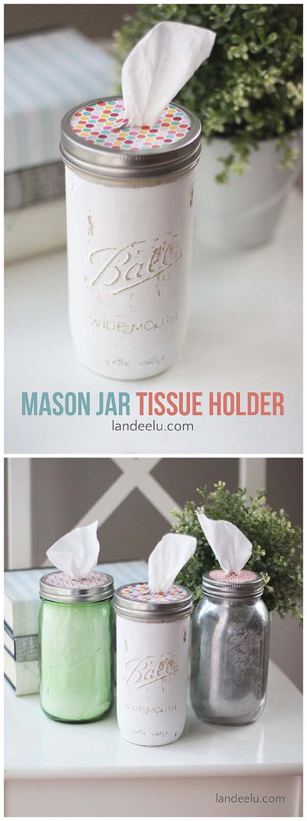Helpful Tissue Holder From A Mason Jar