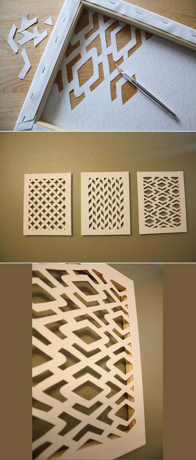 DIY Cut Canvas Wall Art #decorhomeideas