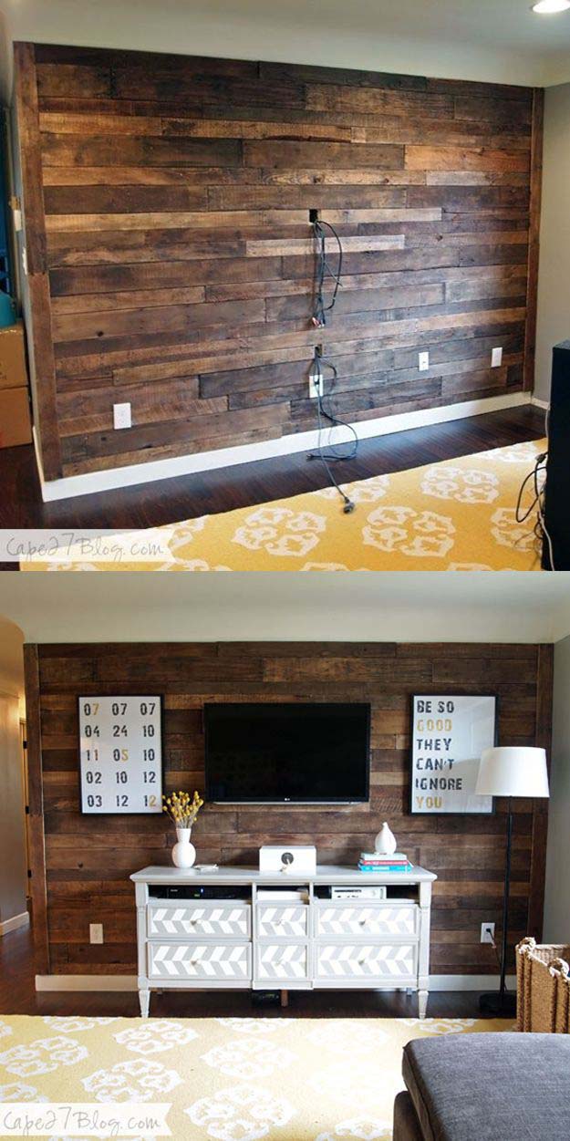 DIY Pallet Wall Idea #decorhomeideas