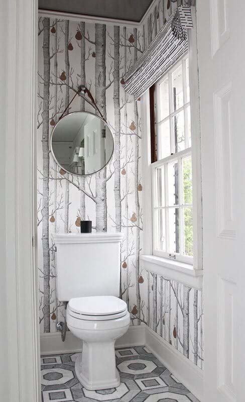 Easy DIY Wallpaper for Stylish Water Closet #decorhomeideas