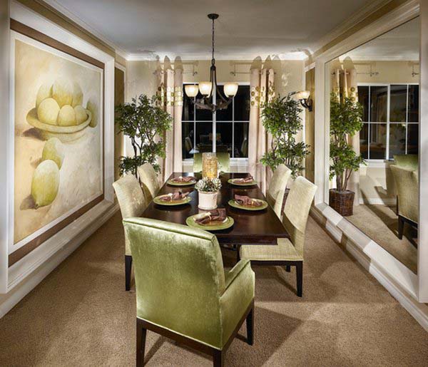 Mirror Wall Adds Drama to a Small Dining Room #decorhomeideas