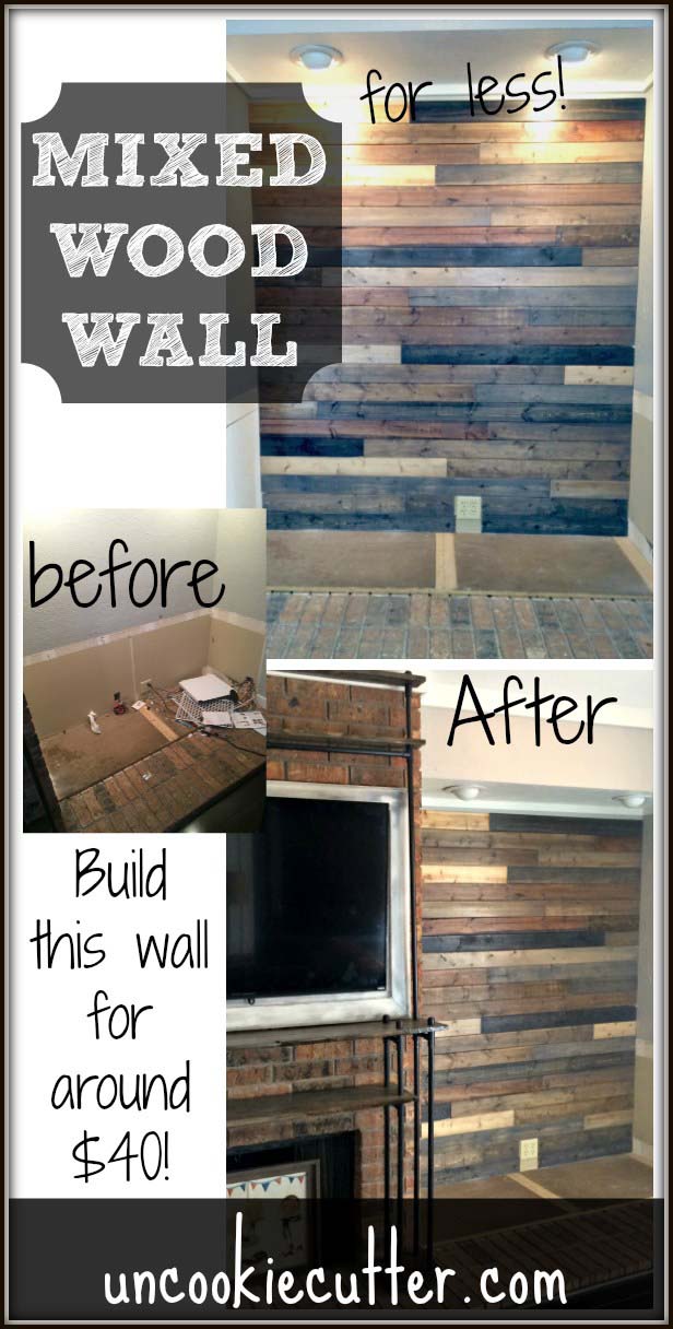 Mixed Wood Wall #decorhomeideas