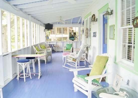 Covered Porch In Pastel Colors