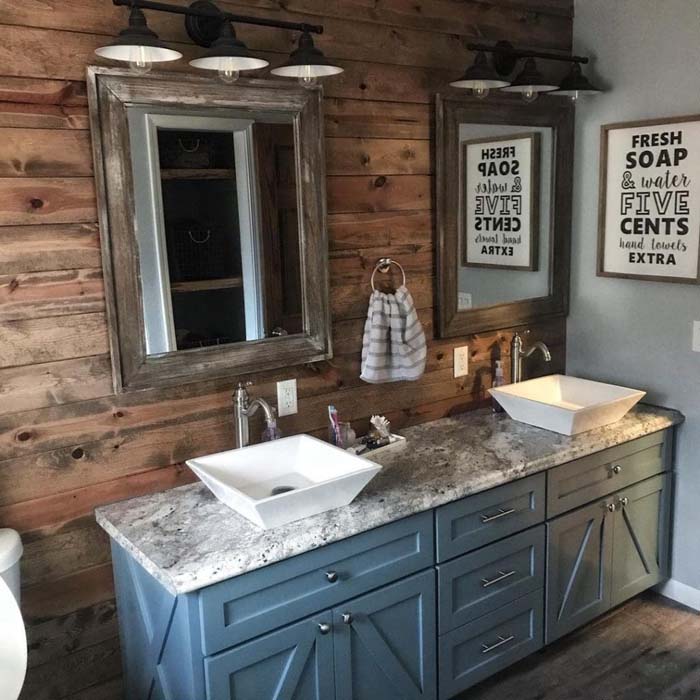 Reclaimed Wood Bathroom Accent Wall #decorhomeideas