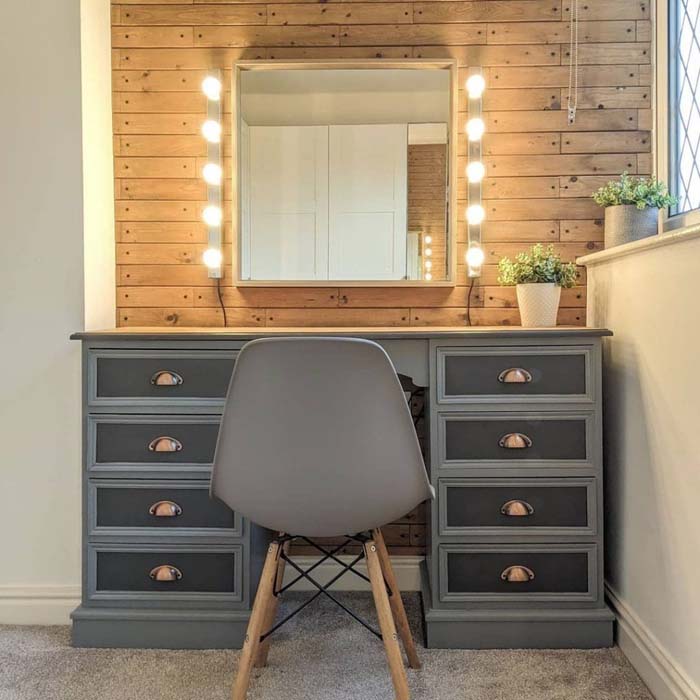Roughly Nailed Wooden Vanity Wall #decorhomeideas
