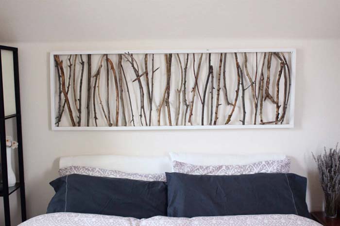 Simple Framed Twig Homemade Wall Art #decorhomeideas