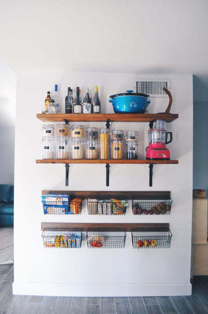 Space-Saving Shelving on a Bare Wall #decorhomeideas