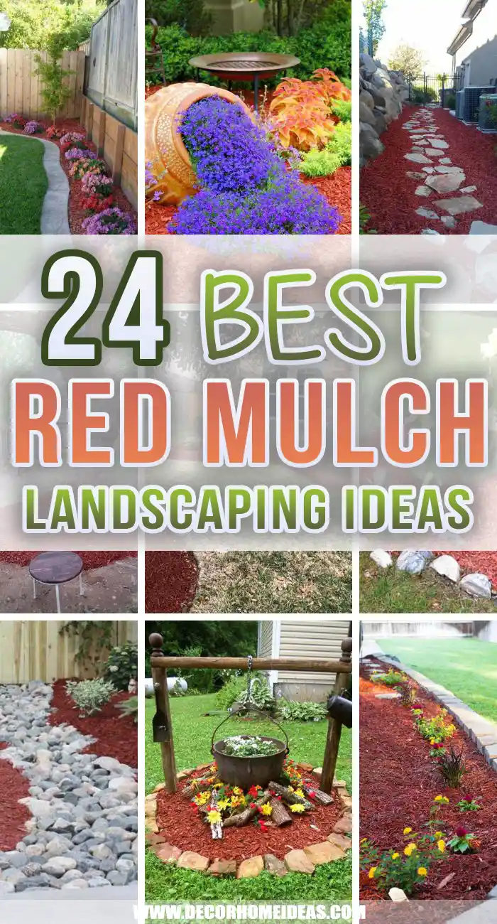 Best Red Mulch Landscaping Ideas. Mulching is getting more popular these days as a landscaping material that is not very expensive and is easy to create different landscape patterns. These red mulch landscape ideas are perfect for your front yard or backyard. #decorhomeideas